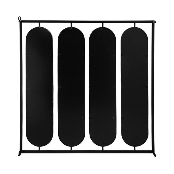 English Elm 36" Iron Square Frame Wall Mirror with Four Swivel Oval Panels Matte Black Finish W2078124365