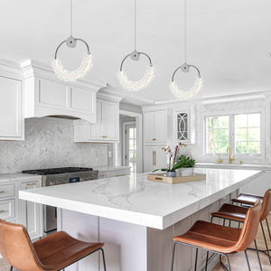 English Elm Modern Crystal Chandelier Bedside Lamp LED Pendant Light Chrome Adjustable Rod Eye‑Protecting Glow W1340124201