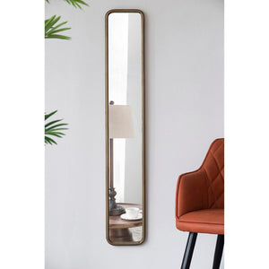 English Elm 47" Slim Full Length Wall Mirror Antique Gold Iron Frame Vintage Glam Accent W2078124332