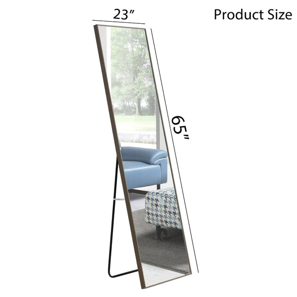 English Elm The Slim Gray Metal Frame Full Length Floor Mirror for Bedroom or Entryway Decor W1151P143478