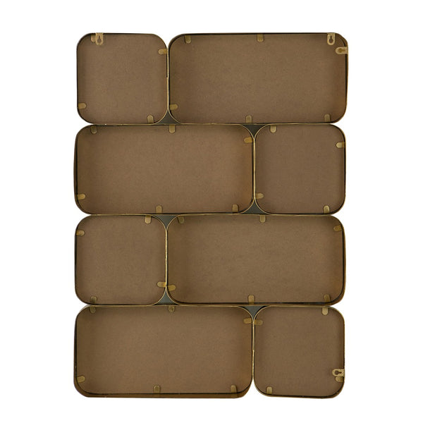 English Elm 32" Gold Iron Mosaic Wall Mirror Glam Multi Panel Grid Accent for Living Room W2078124319
