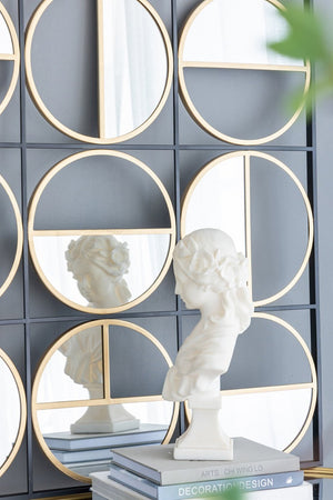 English Elm 35.6" Square Iron Beaded Wall Mirror Matte Black Finish Entryway Bedroom Accent W2078124371