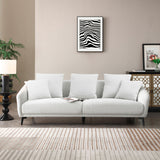 English Elm Modern Fabric Upholstered Sofa With Three Cushions, 2 Pillows, Light Grey