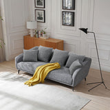 English Elm 3 Seater Sofa Couch, Modern Fabric Upholstered Sofa With Three Cushions, 2 Pillows, Dark Grey