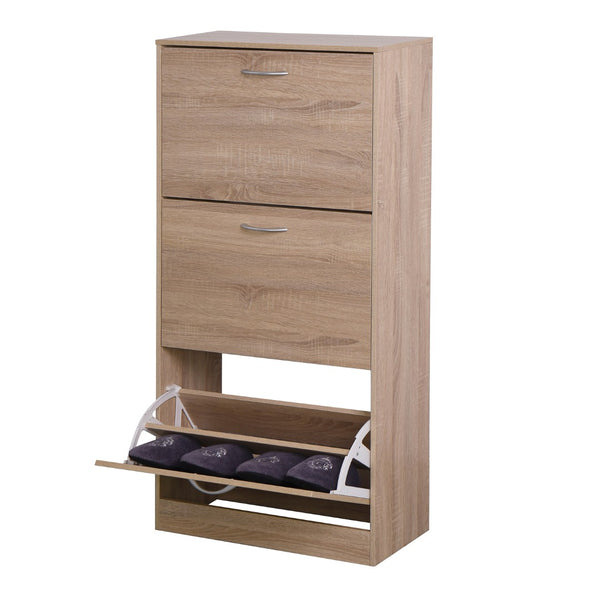English Elm 3-drawer Flip Front Shoe Cabinet Slim Entryway Organizer with Six Compartments W40981154