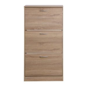 English Elm 3-drawer Flip Front Shoe Cabinet Slim Entryway Organizer with Six Compartments W40981154