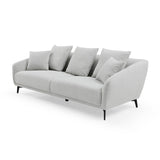 English Elm Modern Fabric Upholstered Sofa With Three Cushions, 2 Pillows, Light Grey