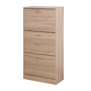 English Elm 3-drawer Flip Front Shoe Cabinet Slim Entryway Organizer with Six Compartments W40981154