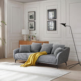 English Elm 3 Seater Sofa Couch, Modern Fabric Upholstered Sofa With Three Cushions, 2 Pillows, Dark Grey