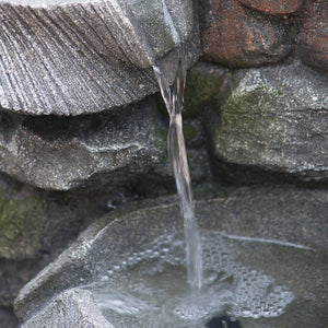 English Elm 19x15x31.5" Four Tier Polyresin Rock Cascading Fountain with Led for Patio Garden W2078124491