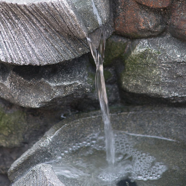 English Elm 19x15x31.5" Four Tier Polyresin Rock Cascading Fountain with Led for Patio Garden W2078124491