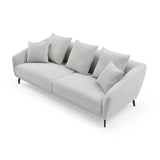 English Elm Modern Fabric Upholstered Sofa With Three Cushions, 2 Pillows, Light Grey