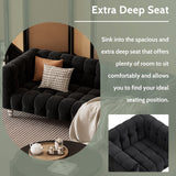 English Elm Modern 3-Piece Sofa Set With Solid Wood Legs, Buttoned Tufted Backrest, Dutch Fleece Upholstered Sofa Set Including Three-Seater Sofa, Double Seat and Living Room Furniture Set Single Chair, Black