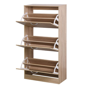 English Elm 3-drawer Flip Front Shoe Cabinet Slim Entryway Organizer with Six Compartments W40981154