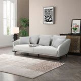 English Elm Modern Fabric Upholstered Sofa With Three Cushions, 2 Pillows, Light Grey