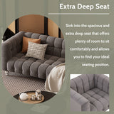 English Elm Modern 3-Piece Sofa Set With Solid Wood Legs, Buttoned Tufted Backrest, Dutch Fleece Upholstered Sofa Set Including Three-Seater Sofa, Double Seat and Living Room Furniture Set Single Chair, Gray