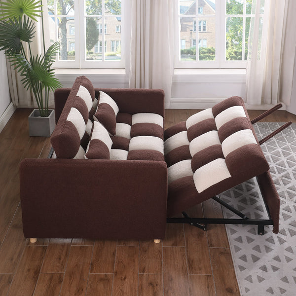 English Elm 3 Adjustable Backrest Sleeper Sofa Bed with Pull-Out Chaise and Convertible Futon for Small Spaces Brown+Beige W1420111779