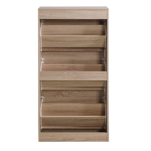 English Elm 3-drawer Flip Front Shoe Cabinet Slim Entryway Organizer with Six Compartments W40981154