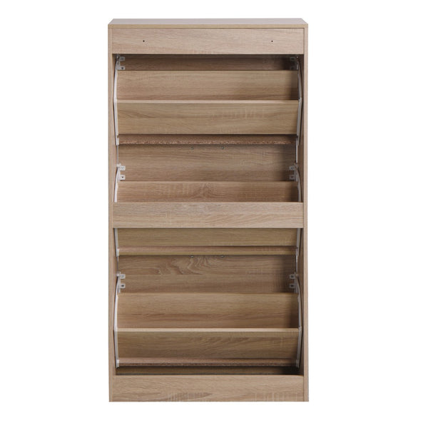 English Elm 3-drawer Flip Front Shoe Cabinet Slim Entryway Organizer with Six Compartments W40981154