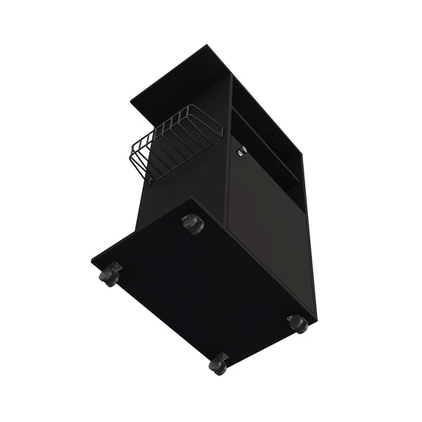 English Elm Kitchen Cart Kryot - Mobile Storage Solution With Microwave Countertop & Stylish Black Finish B092122967