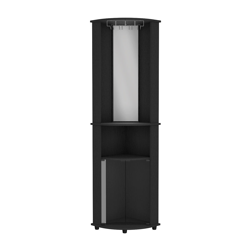 English Elm Corner Bar Cabinet Rialto Black Wengue Finish - Space-Saving Corner Storage with 3 Shelves, Durable B092123129