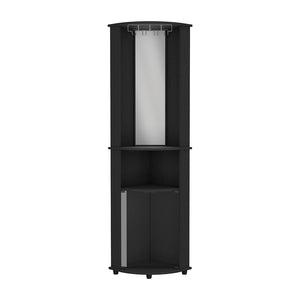 English Elm Corner Bar Cabinet Rialto Black Wengue Finish - Space-Saving Corner Storage with 3 Shelves, Durable B092123129