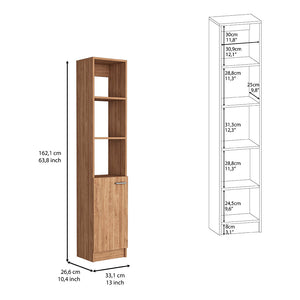 English Elm Linen Cabinet Emmett with 3 Open Shelves and Lower Storage Cabinet, 63.8" Tall Durable Pine Finish Espresso B092123330