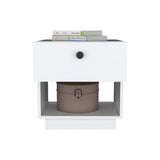 English Elm Nightstand Viliigili, One Drawer, White Finish