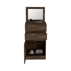 English Elm Dresser Asturias Jewelry Box With Mirror - Elegant Dark Walnut Finish For Timeless Bedroom Storage B092122857