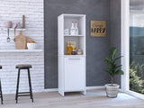 English Elm Kitchen Pantry Feery, Single Door Cabinet, Interior and External Shelves, White Finish