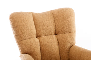 English Elm 050-teddy Fabric Glider Rocking Chair Plush Nursery Accent Seat with Wooden Base W527P176785