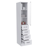 English Elm Linen Cabinet Artic, Three Shelves, Single Door, White Finish