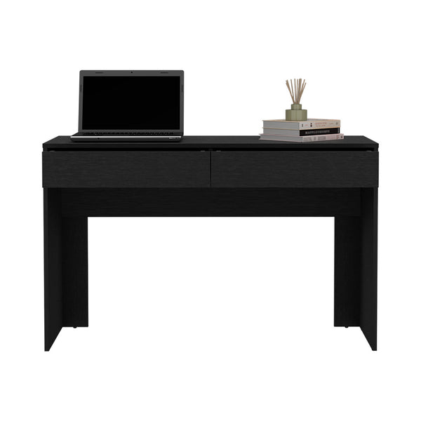 English Elm Computer Desk Aberdeen - Modern Black Wengue Finish With 2 Sleek Drawers For Stylish Storage Solutions B092123101