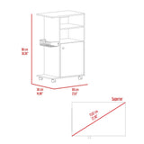 English Elm Kitchen Cart Kryot, Single Door Cabinet, Four Casters, Black Wengue Finish