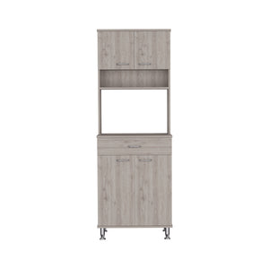 English Elm Pantry Piacenza Two Double Door Cabinet Light Gray – Multi-Shelf Storage, Microwave Space & Drawer B092123112