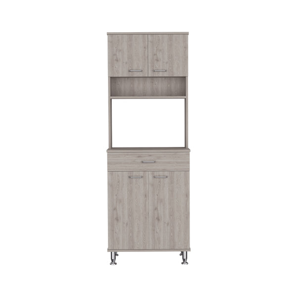 English Elm Pantry Piacenza Two Double Door Cabinet Light Gray – Multi-Shelf Storage, Microwave Space & Drawer B092123112