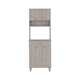 English Elm Pantry Piacenza,Two Double Door Cabinet, Light Gray Finish