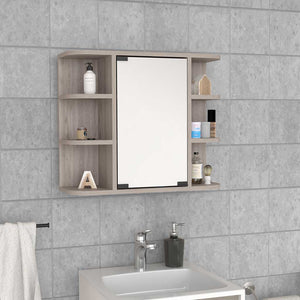 English Elm Medicine Cabinet Milano – Space-Saving Bathroom Storage With Mirror & Light Gray Finish, 6 Shelves B092123010