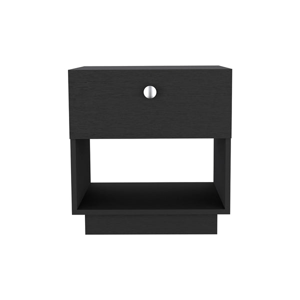 English Elm Nightstand Viliigili With One Drawer, Elegant Black Wenge Finish – Compact Storage For Any Space B092123121