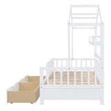 Hearth and Haven Wooden Twin Size House Bed with 2 Drawers, Kids Bed with Storage Shelf WF308872AAK WF308872AAK