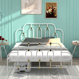 Hearth and Haven Temptation Full Size Platform Bed with Curved Edges and Gold Accent Detail, White B083115501