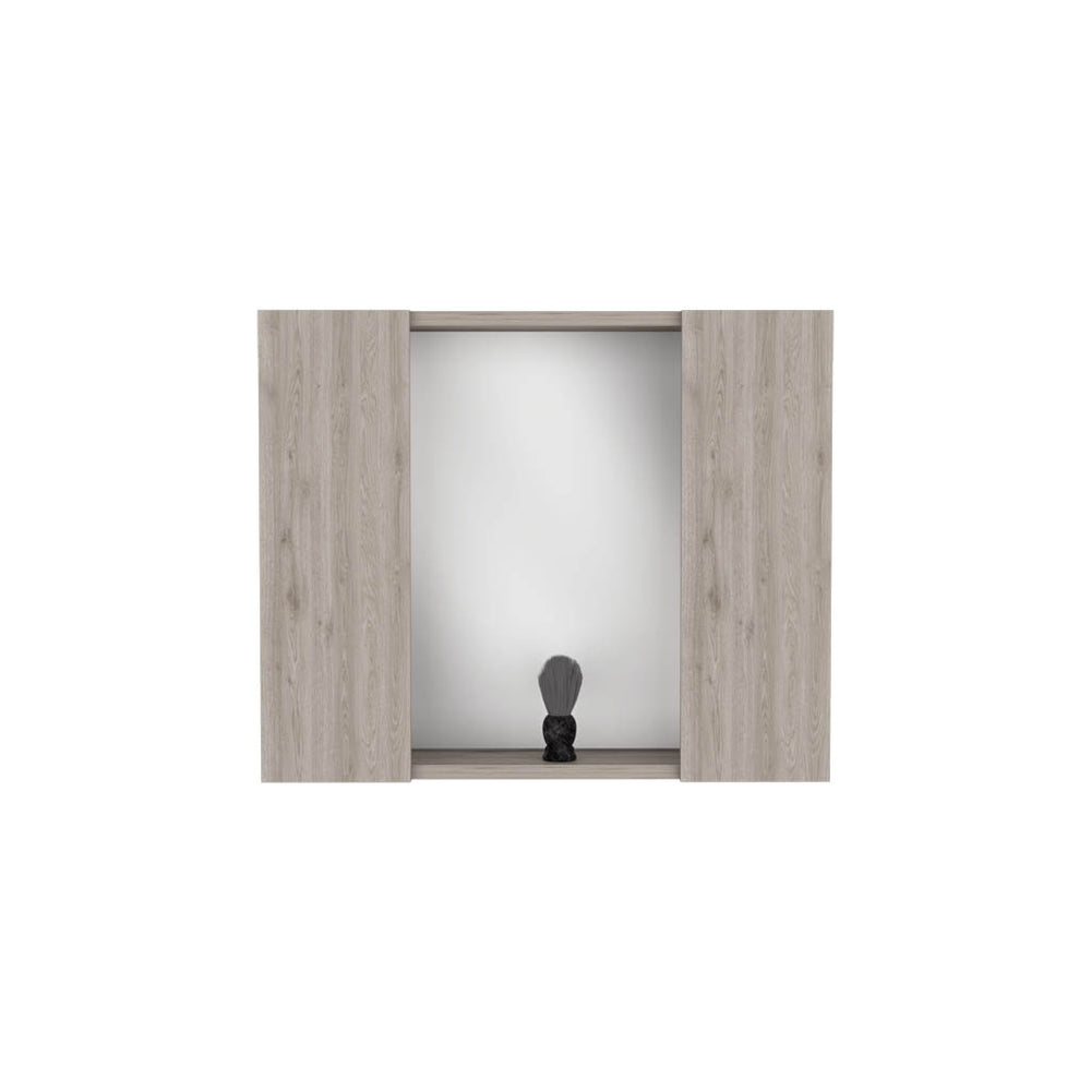 English Elm Medicine Cabinet Hops - Double-Door Storage With Mirrored Surface & Light Gray Finish For Modern Bathrooms B092122951