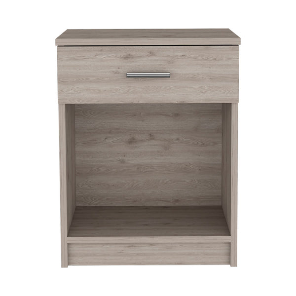English Elm Nightstand Coco: Modern Light Gray Compact Design With Drawer & Open Shelf For Stylish Storage Solutions B092122890