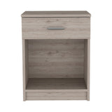 Nightstand Coco: Single Drawer, Lower Shelf, Light Gray Finish - Compact & Stylish Storage