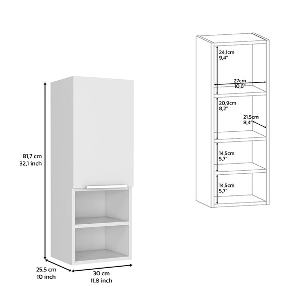 English Elm Medicine Cabinet Hazelton with Open Lower Shelves and Interior Storage, Easy Assembly, Durable Finish White B092122814