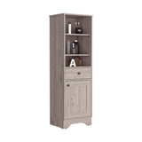 Gray Linen Cabinet: Drawer, Cabinet, Multiple Shelves, Burnedt Gray