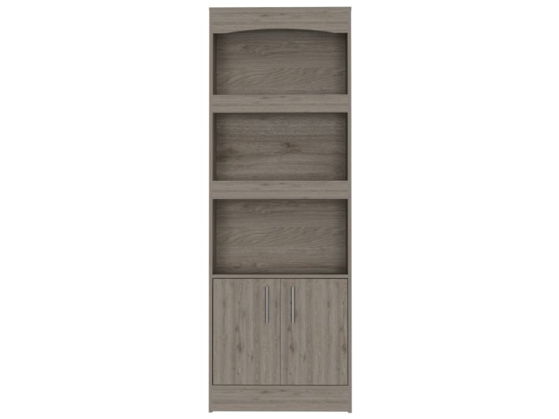 English Elm Bookcase Denver 70.8" Tall Light Gray Particle Board with Metal Hardware, Framed Elegant Shelves B092122900