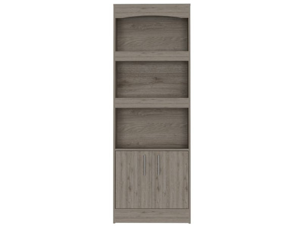 English Elm Bookcase Denver 70.8" Tall Light Gray Particle Board with Metal Hardware, Framed Elegant Shelves B092122900