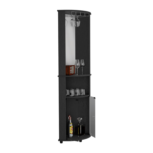 English Elm Corner Bar Cabinet Rialto Black Wengue Finish - Space-Saving Corner Storage with 3 Shelves, Durable B092123129