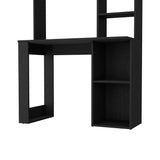 Compact Black Wengue Desk with Hutch & Storage Shelves for Comfortable Workspace